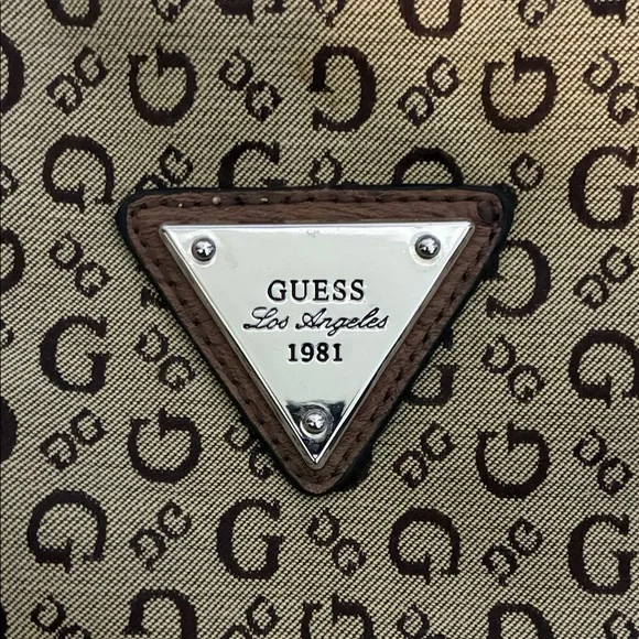 Guess Brown and Tan Logo Tote Bag - Picture 3 of 10
